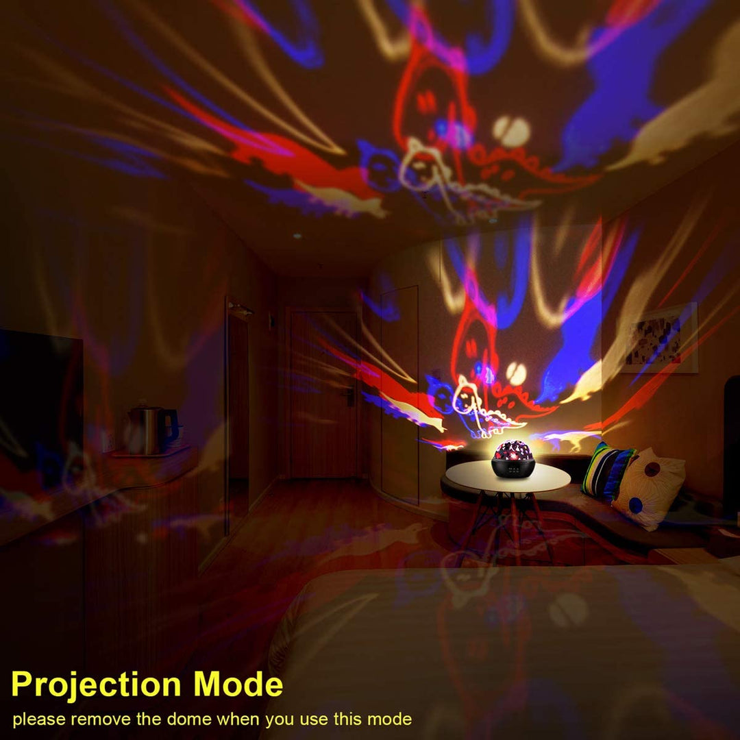 Roaring Dinosaur Projector: Interactive night light for kids, casting dino images & sounds for bedroom fun.