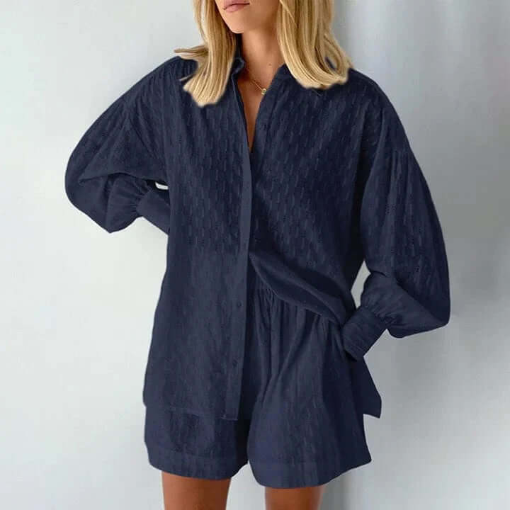 Women's Linen Shirt and Shorts Set