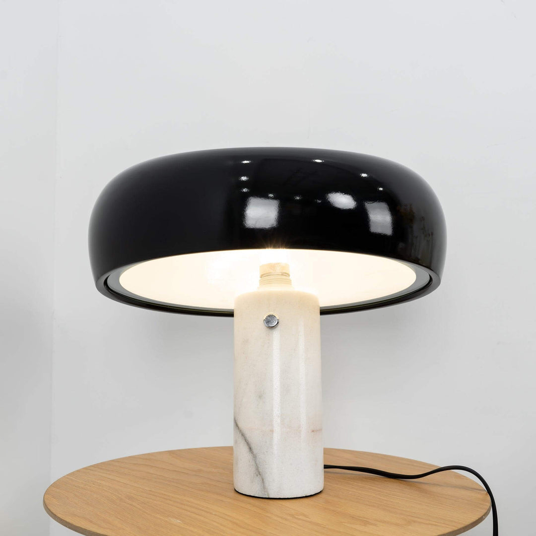 Carrara Marble Table Lamp with Glazed Metal Reflector