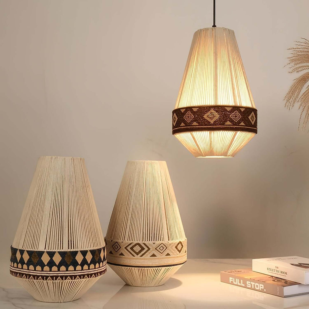 Woven Pendant Lamp with Fringes
