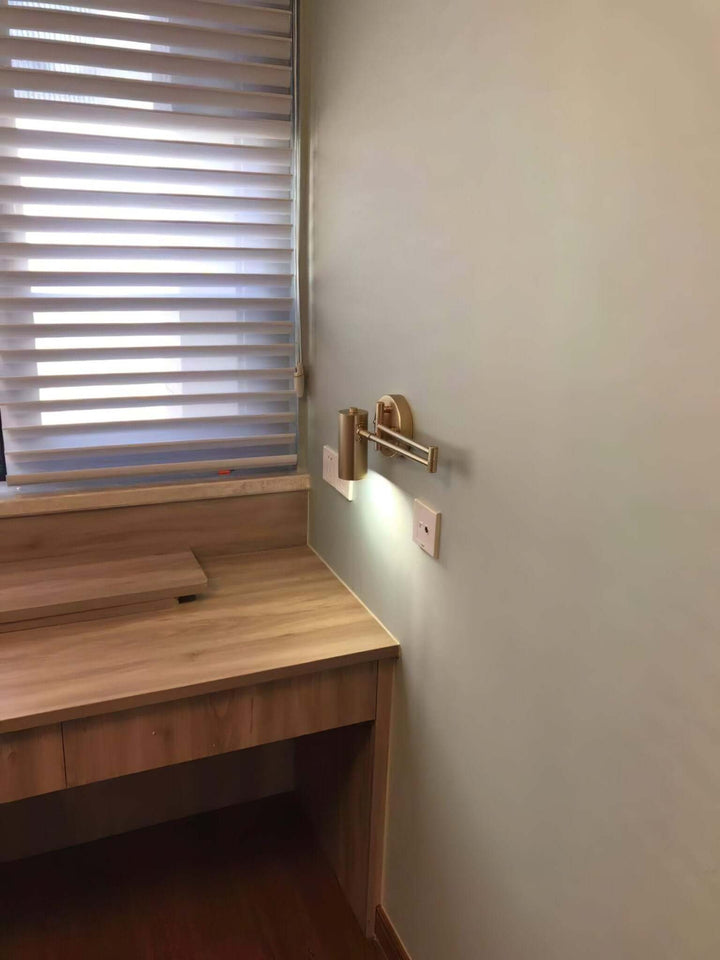 Adjustable Metal Swing Arm Wall Lamp with Integrated LED
