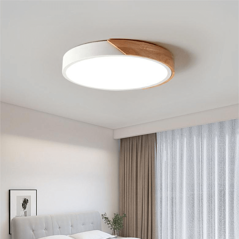 Modern Wooden Round LED Ceiling Light Fixture
