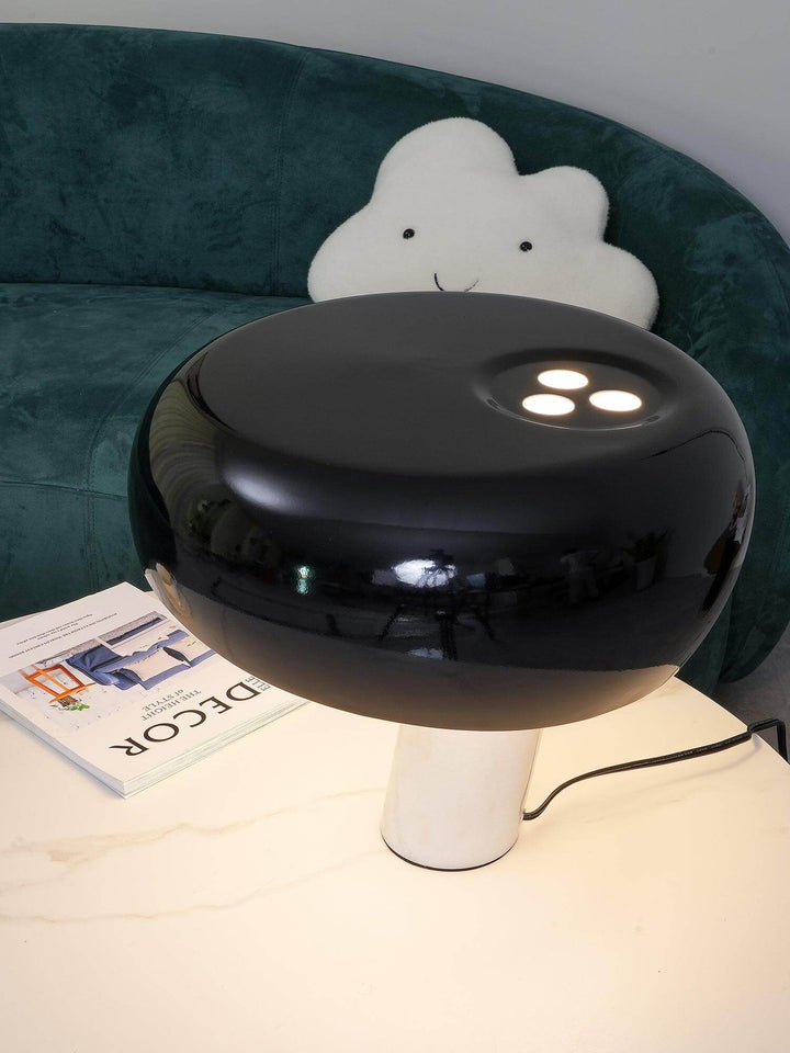 Carrara Marble Table Lamp with Glazed Metal Reflector