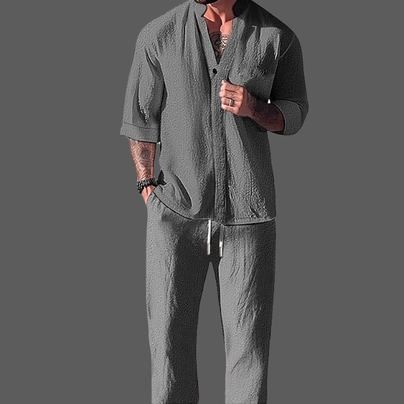 Men's Cotton Linen Loungewear Set