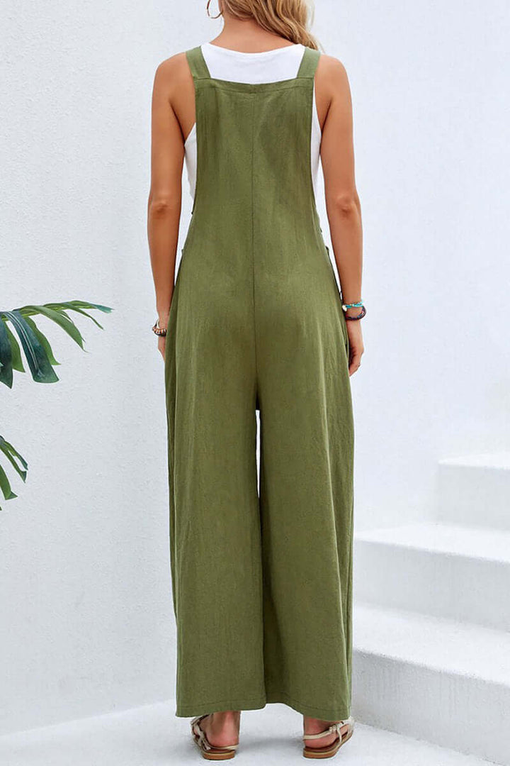 Women's Wide Neck Spaghetti Strap Jumpsuit