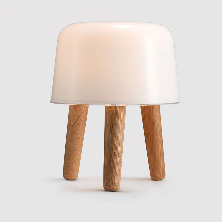 Wooden Tripod Table Lamp with Glass Shade