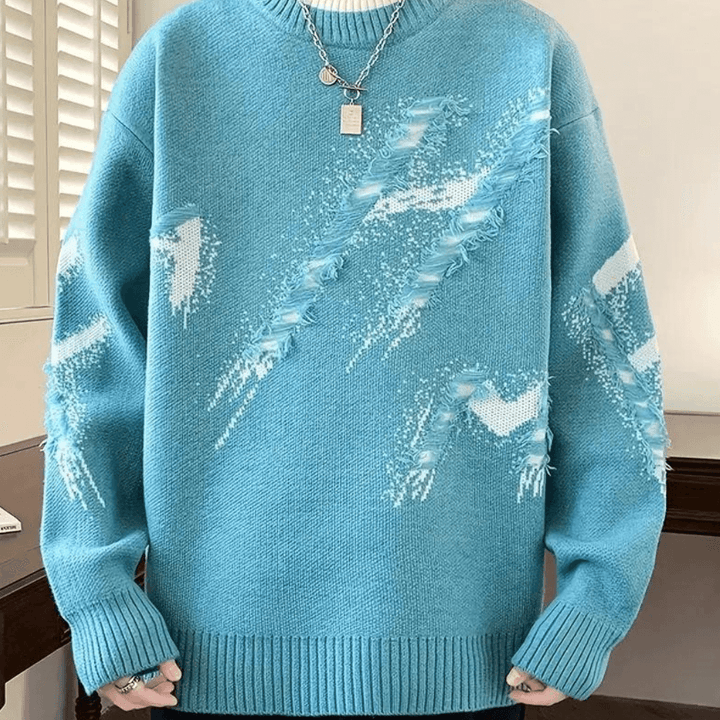 Men's Distressed Knitted Sweater