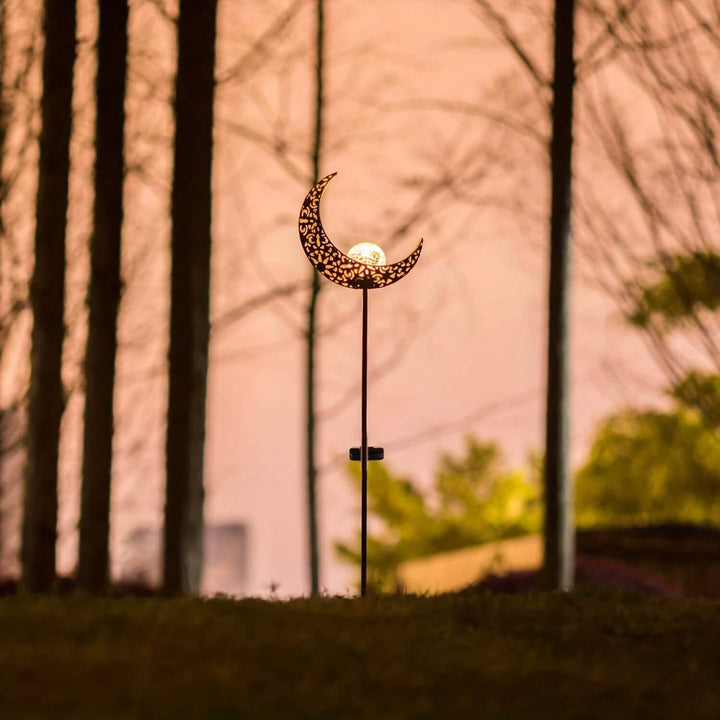 Solar Garden Light Outdoor, Metal Glass Lamp