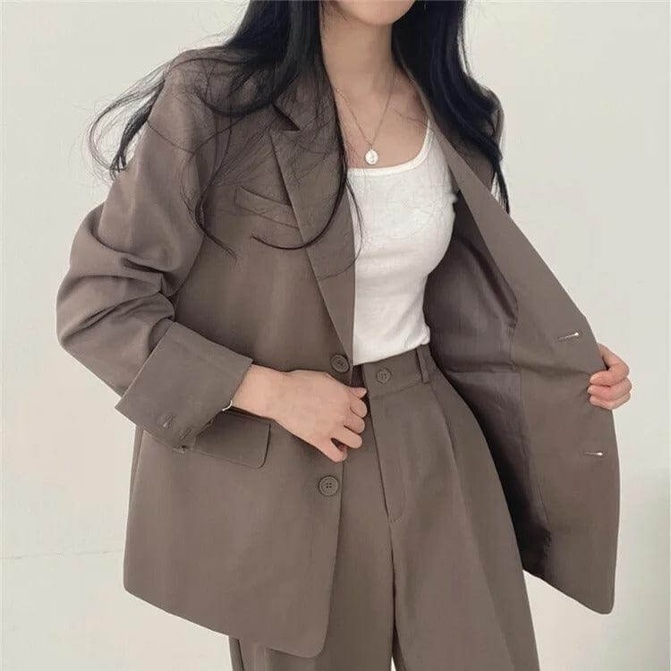 Women's Tailored Blazer and Straight-Leg Pants Set