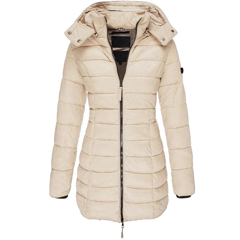 Women's Long Winter Puffer Jacket with Hood