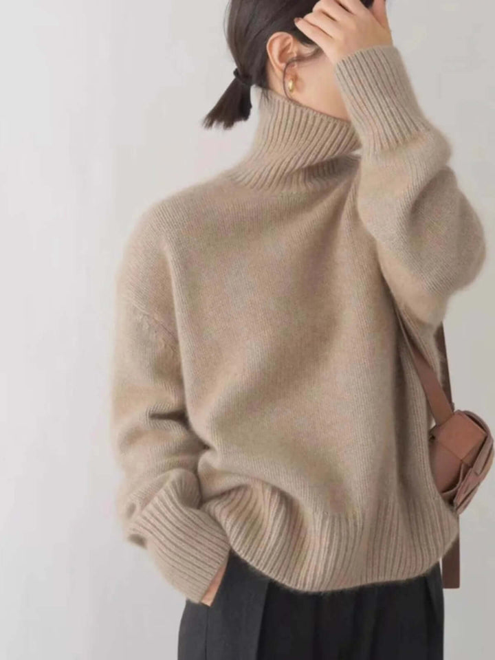 Women's Loose Knit High Neck Sweater