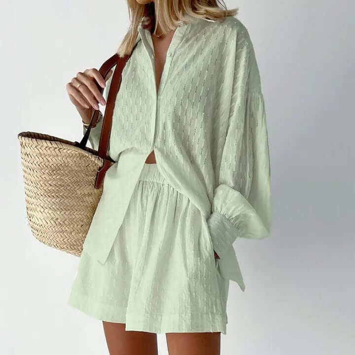Women's Linen Shirt and Shorts Set