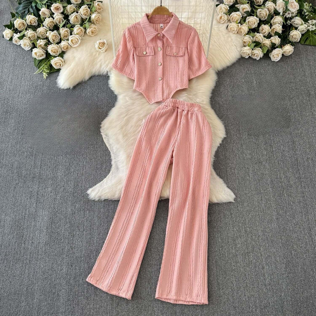 Women's Cropped Top and Wide Leg Trousers Set