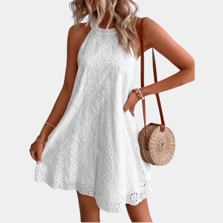 Halter Top Lace Mini Dress - Elegant