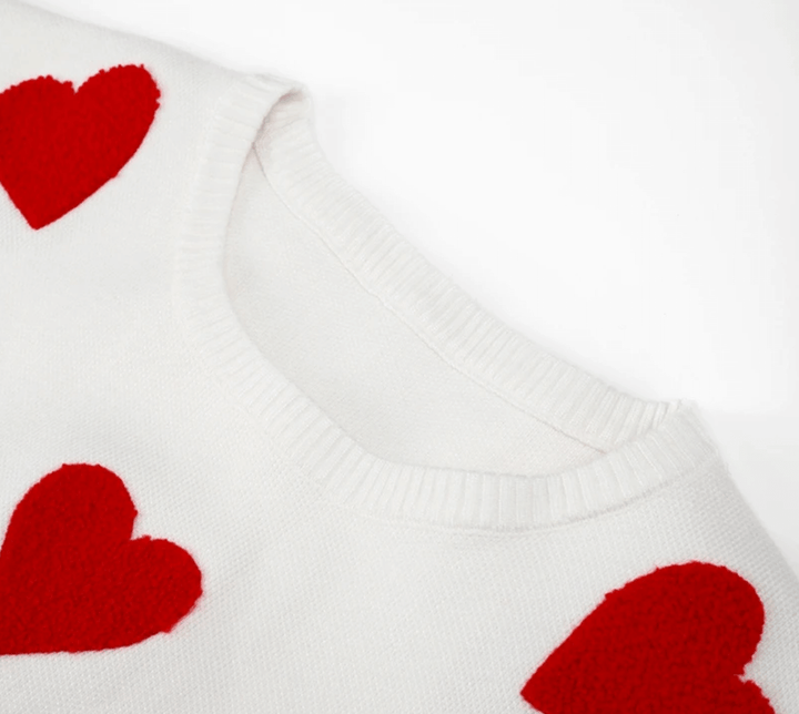 Women's Loose Fit Heart Print Sweater