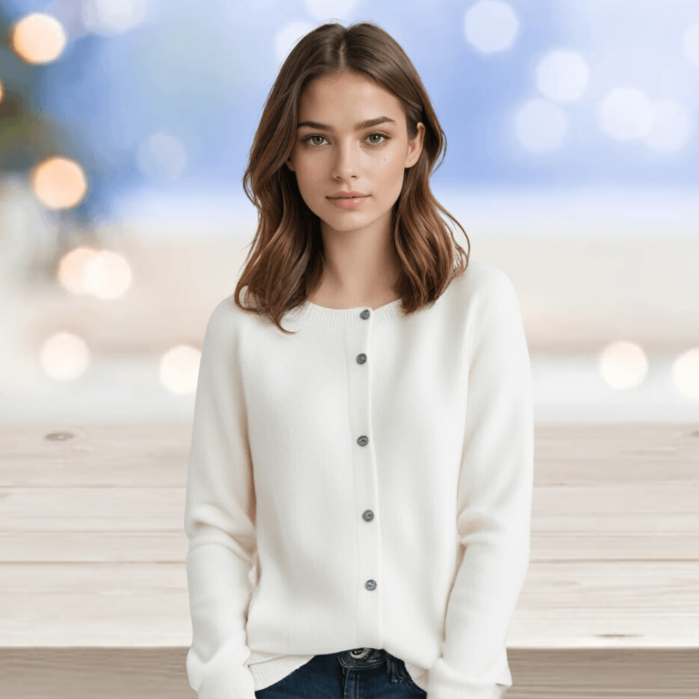 Women's Cashmere Cardigan with V-Neck