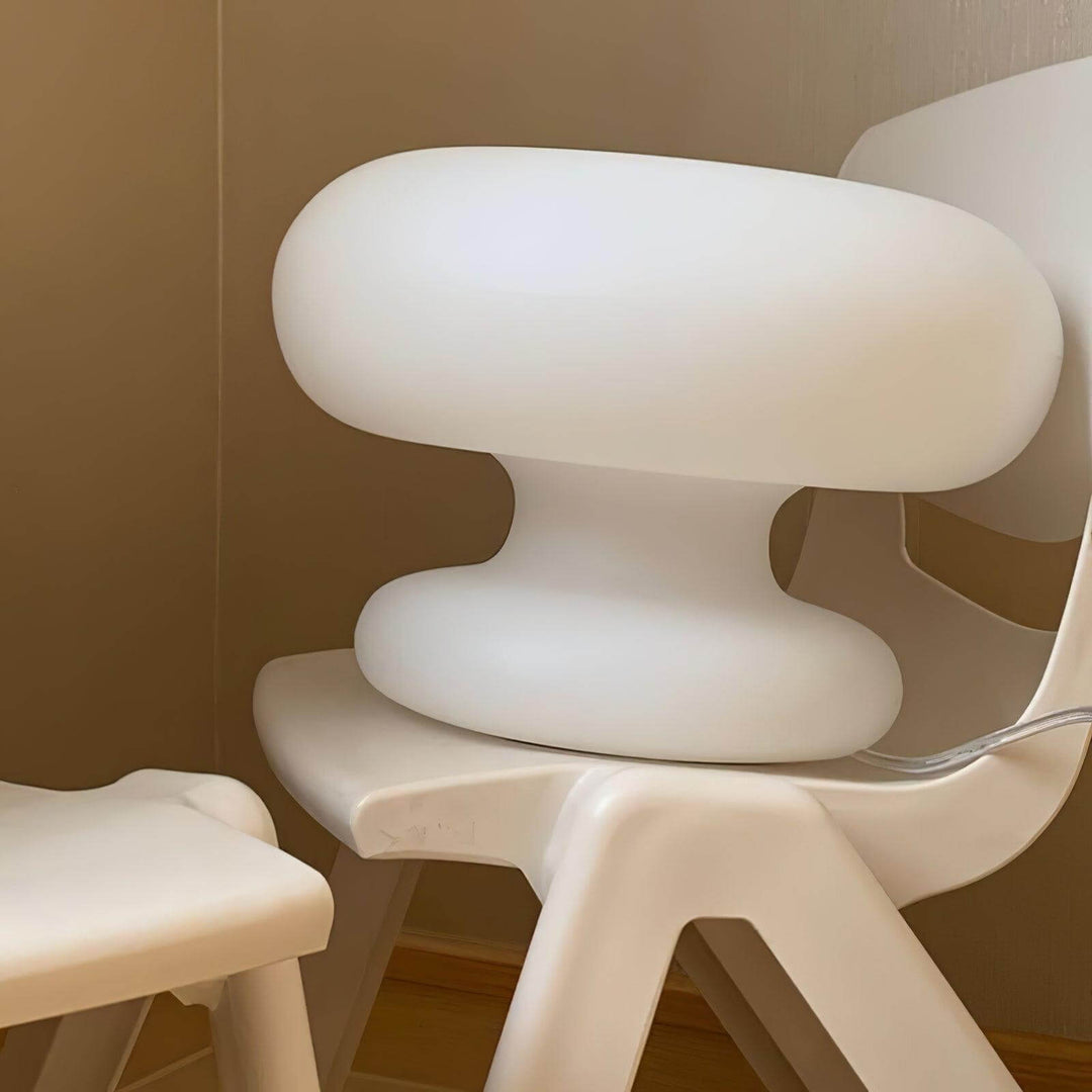 Modern Round Table Lamp with Metal Accent