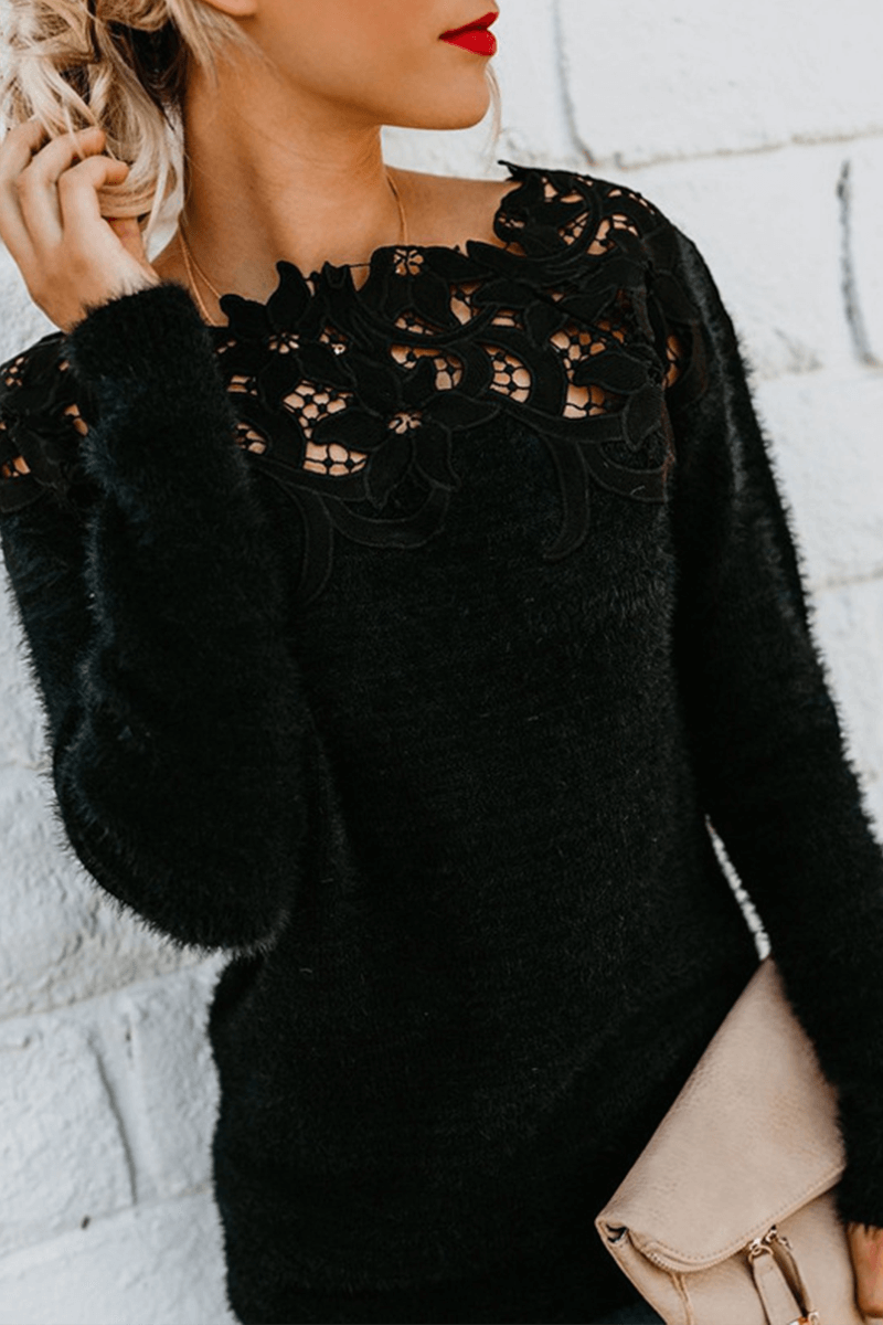 Women's Lace Detail Knitted Sweater Top
