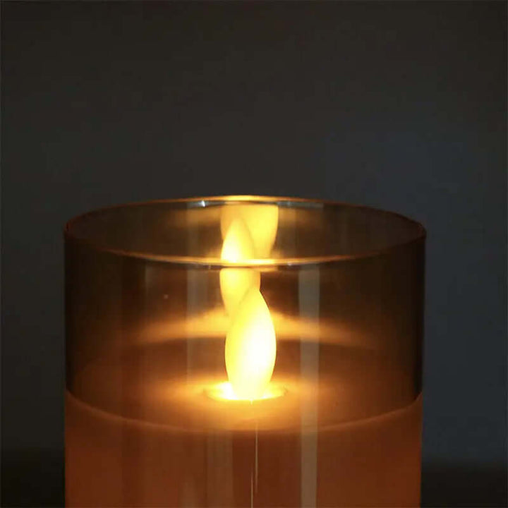 Set of 3 Realistic LED Flameless Candles with Glass Casing