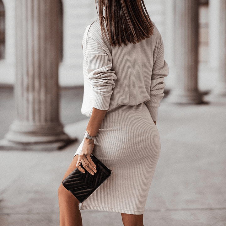 Women's Ribbed Turtleneck and Pencil Skirt Set