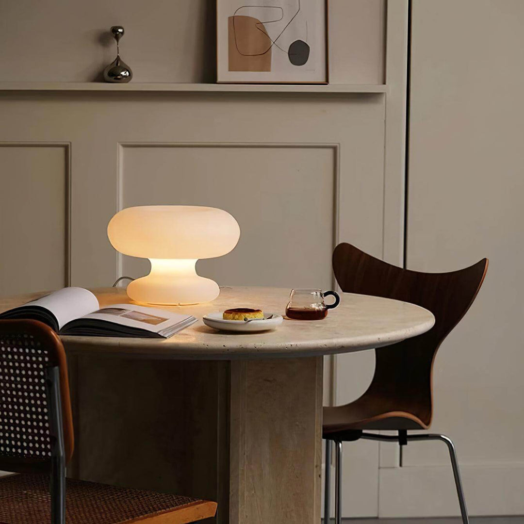 Modern Round Table Lamp with Metal Accent