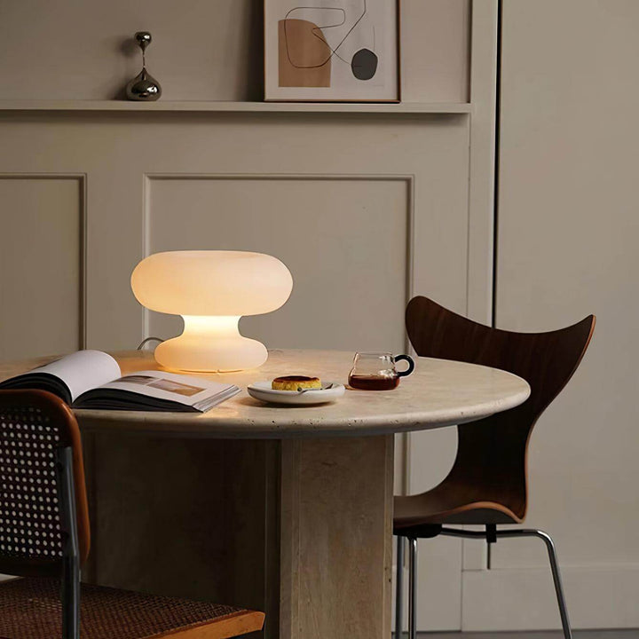 Modern Round Table Lamp with Metal Accent