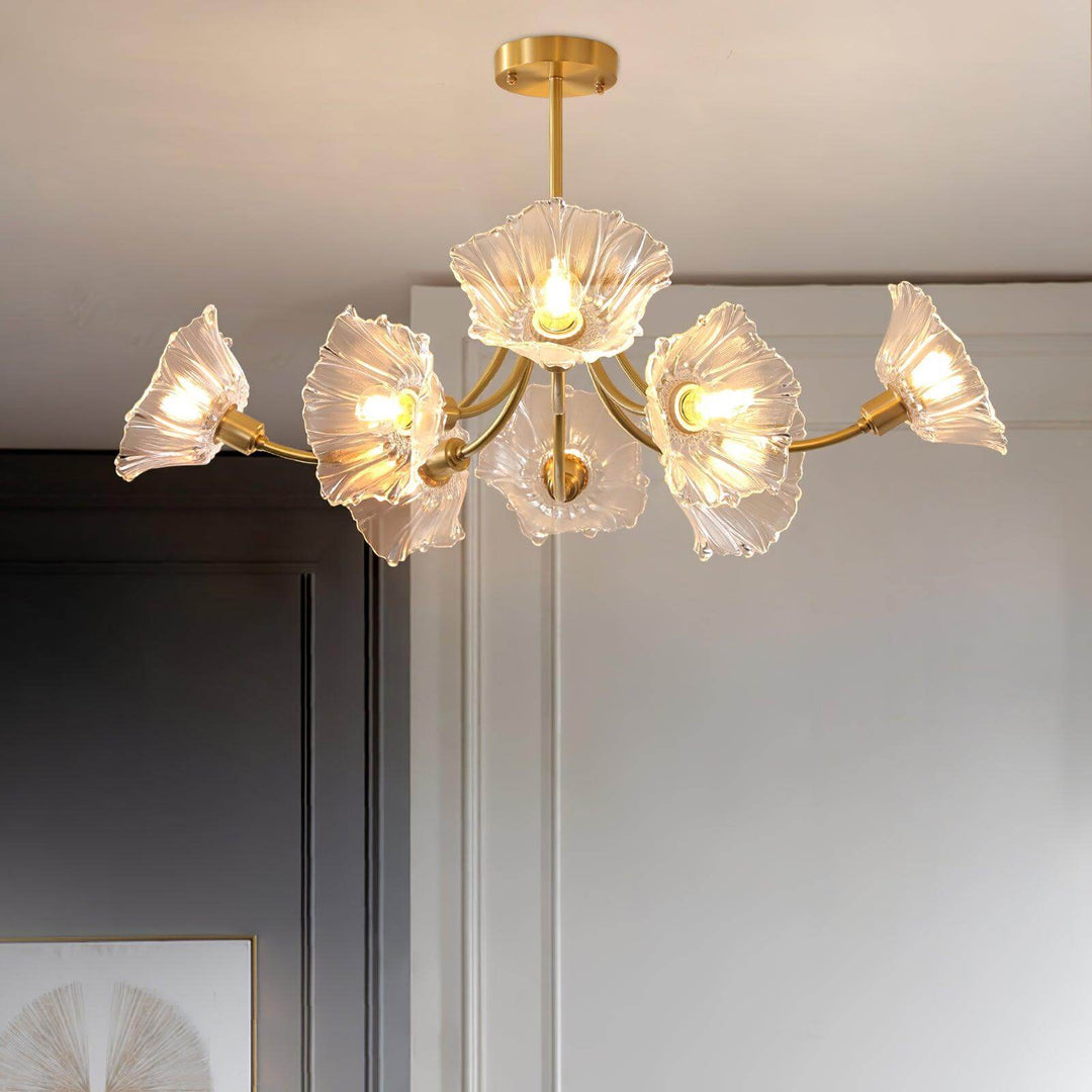 Floral Glass Chandelier, Elegant Lighting Fixture