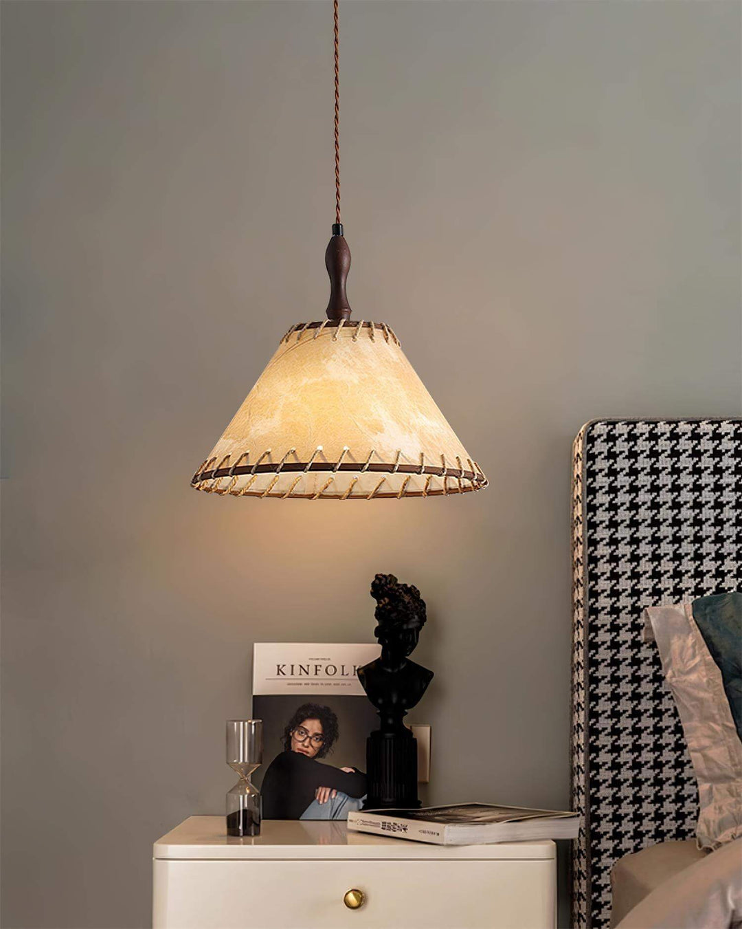 Wood & Fabric Pendant Lamp