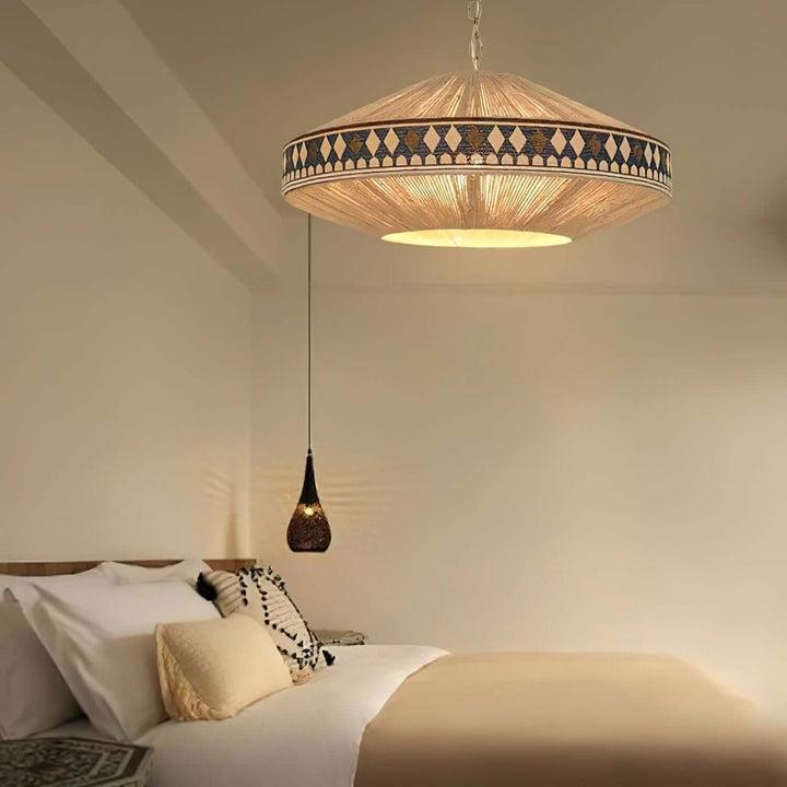 Woven Pendant Lamp with Fringes