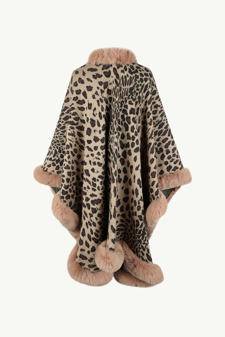 Leopard Print Open Poncho