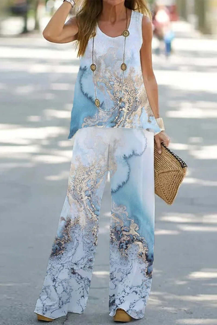 Women's Printed Patchwork Two-Piece Set