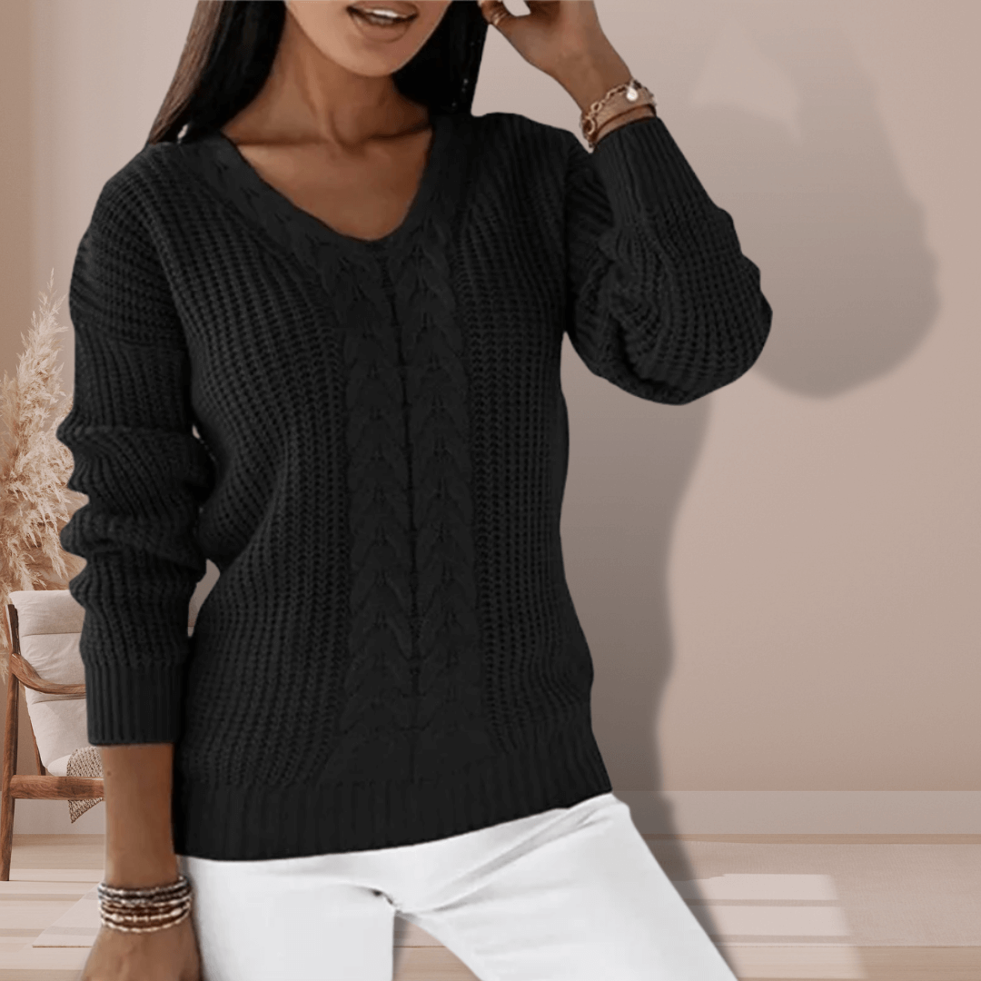 Women's V-Neck Knitted Slim Fit Pullover