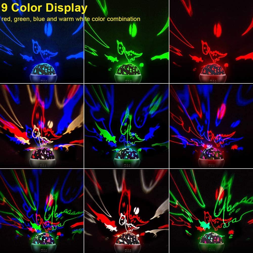 Childrens Room Decor: Unique dinosaur projector night light, ideal gift for kids to create a magical dino-themed bedroom.