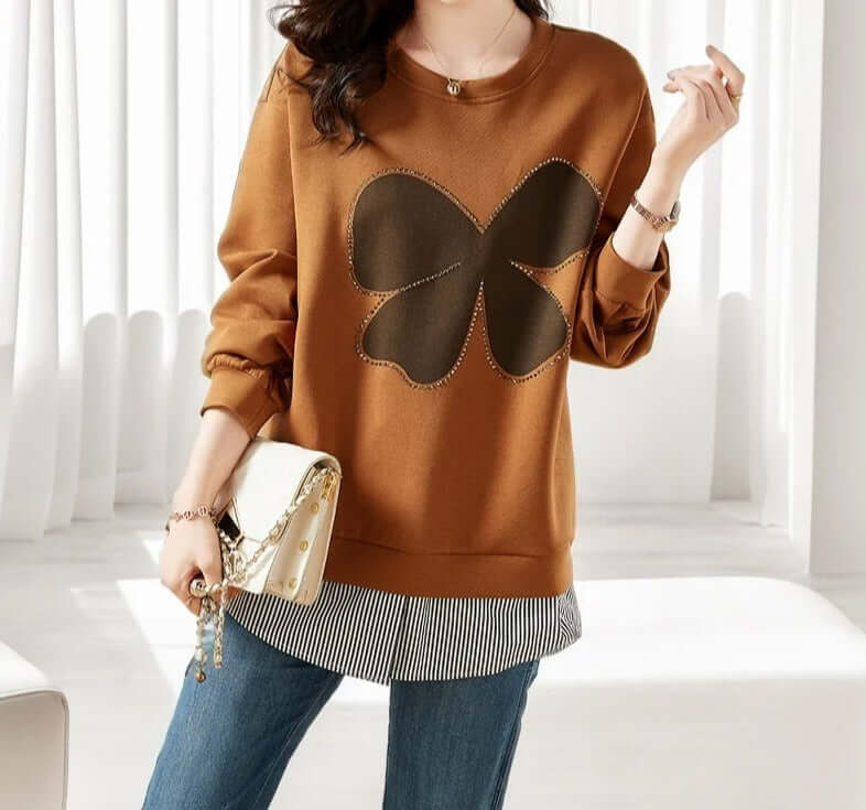 Women's Rhinestone Round Neck Sweater