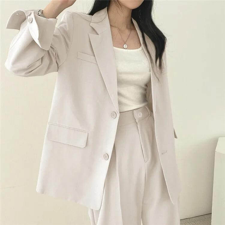 Women's Tailored Blazer and Straight-Leg Pants Set
