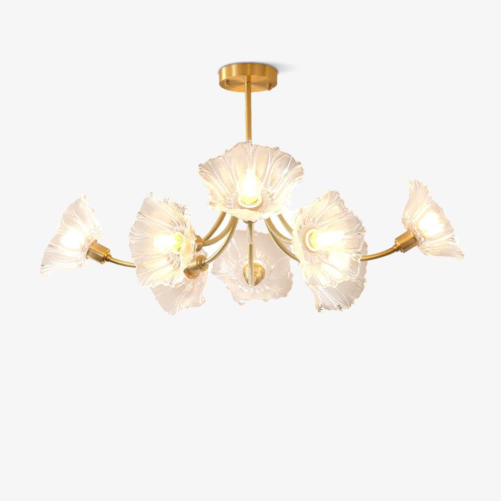 Floral Glass Chandelier, Elegant Lighting Fixture