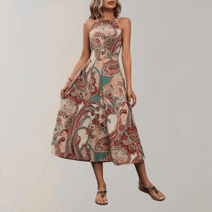 Women's Boho Paisley Print Maxi Dress