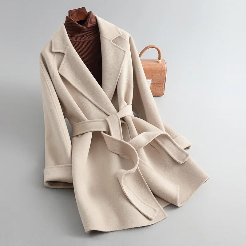 Women's fitted double-breasted jacket front view
