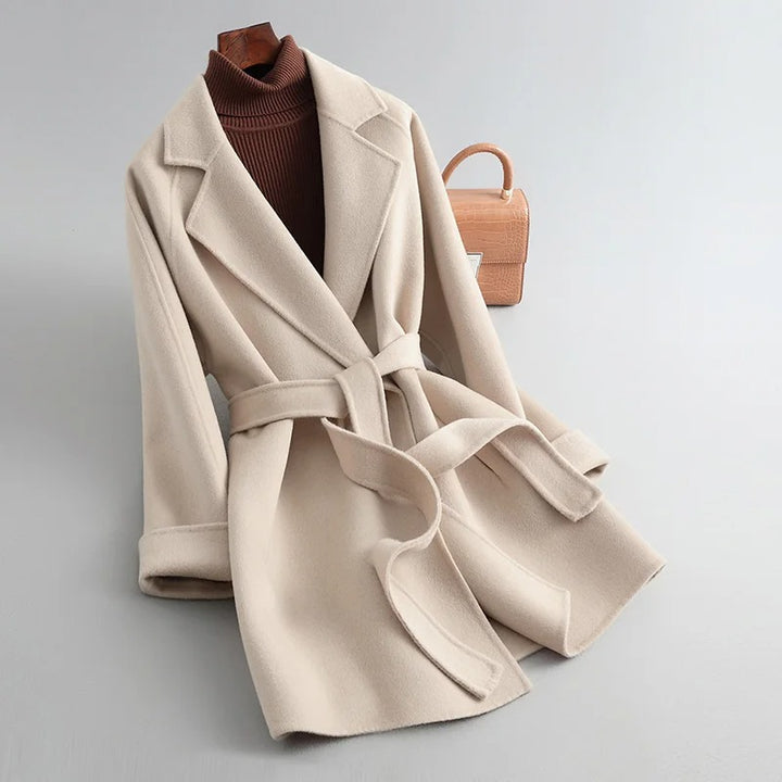 Women's fitted double-breasted jacket front view