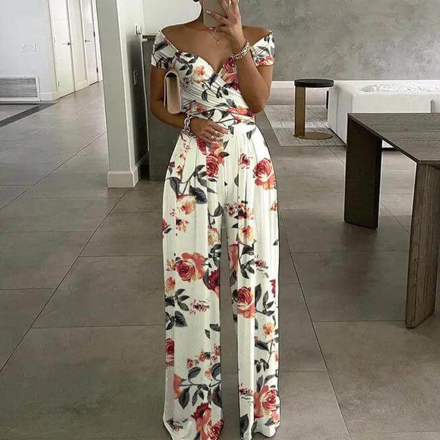 Floral Off-Shoulder Wide-Leg Jumpsuit