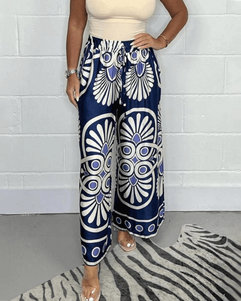 Women's Wide-Leg Printed Trousers