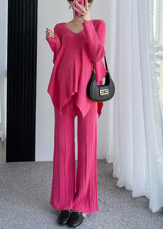 Women's Cotton Two-Piece Set with V-Neck