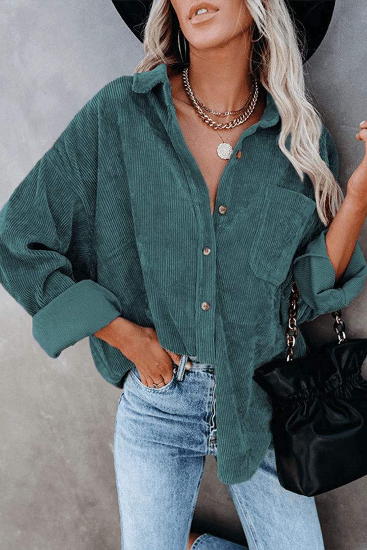 Women's Relaxed Fit Drop Shoulder Long Sleeve Shirt