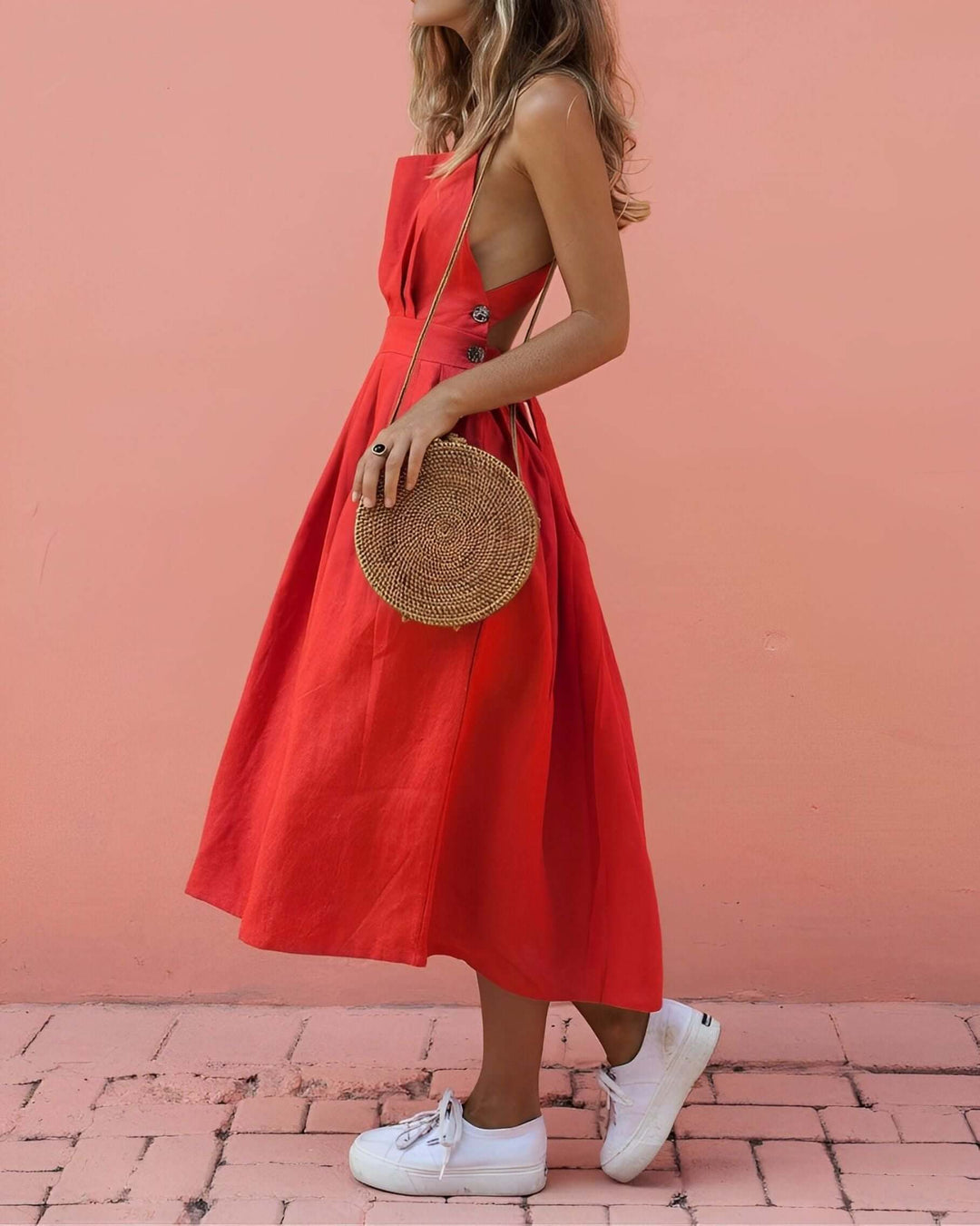 Women's Stretch Fit Square Neck Halter Dress
