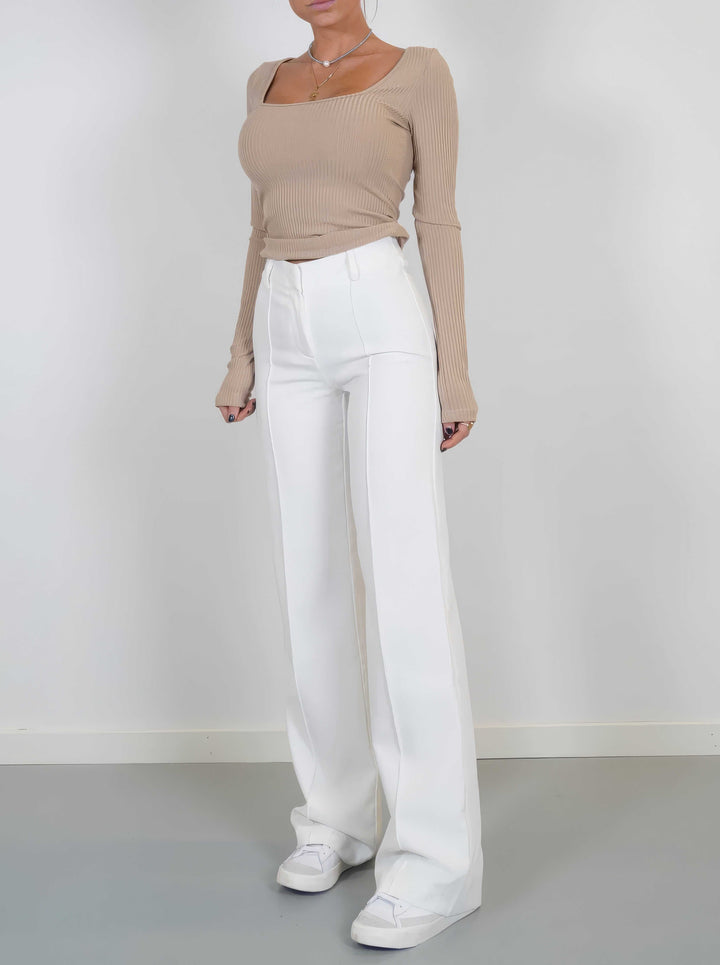 Women's Wide-Leg Trousers - High Waist