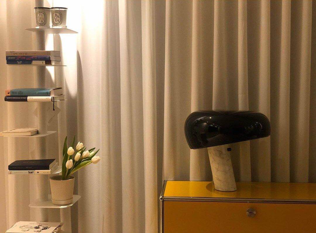 Carrara Marble Table Lamp with Glazed Metal Reflector