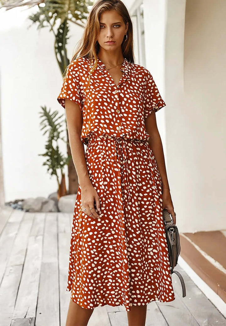 Vintage Midi Dress with Elbow Sleeves