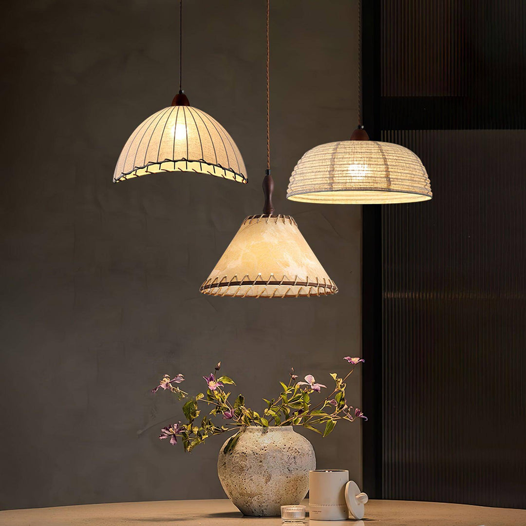 Wood & Fabric Pendant Lamp