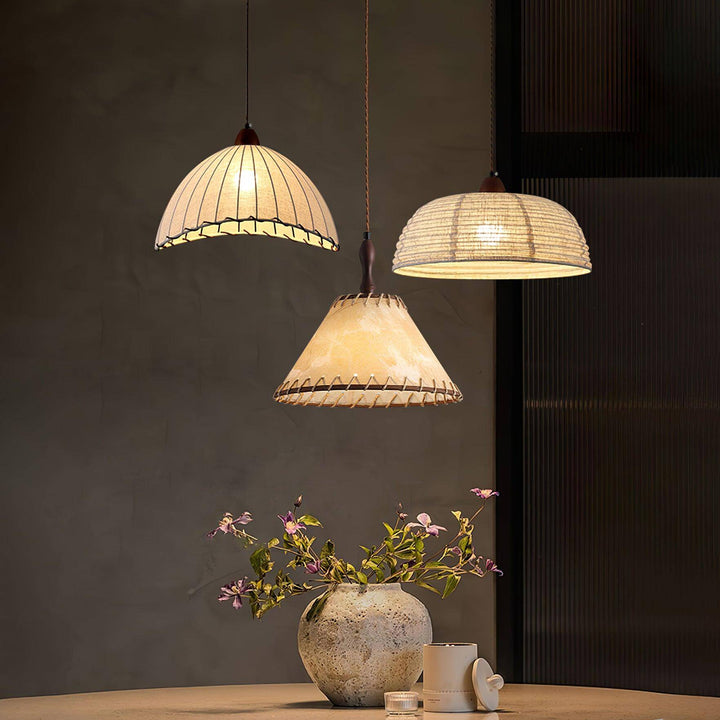 Wood & Fabric Pendant Lamp