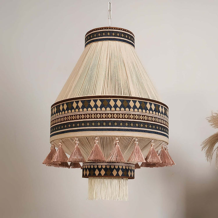 Woven Pendant Lamp with Fringes